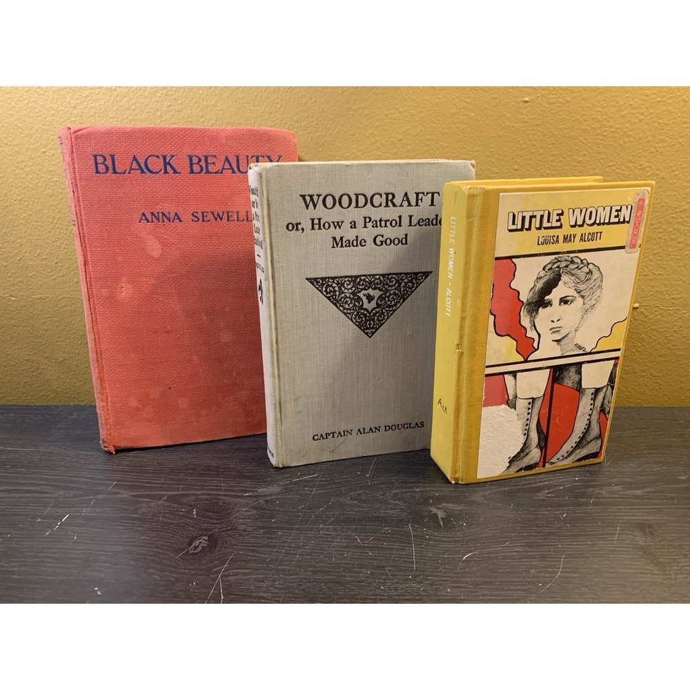 Vintage Book Lot: Black Beauty-‎ Little Women- Woodcraft  Hardcover